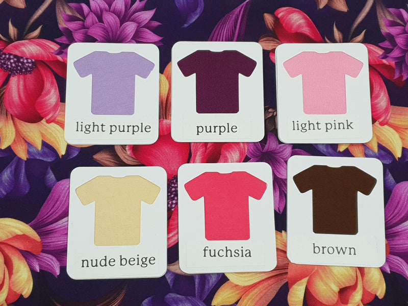 Purple Floral - cotton lycra - 150cm wide