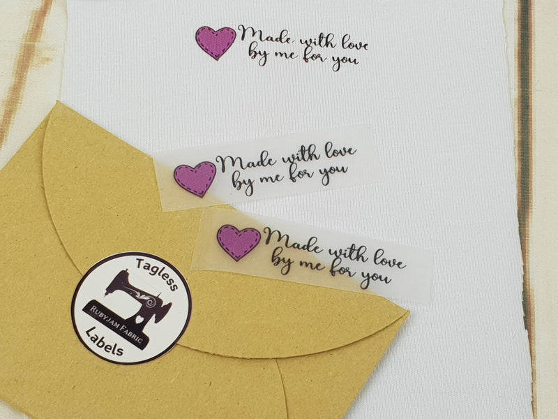 Made With Love By Me For You - Purple Heart - Tagless Label Transfers