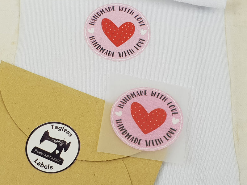 Handmade With Love - Light Pink Circle - Tagless Label Transfers