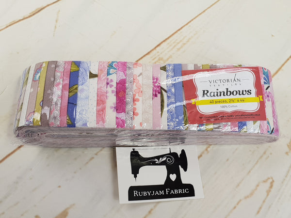 100% cotton 2.5" fabric strips featuring beautifully curated floral and abstract images