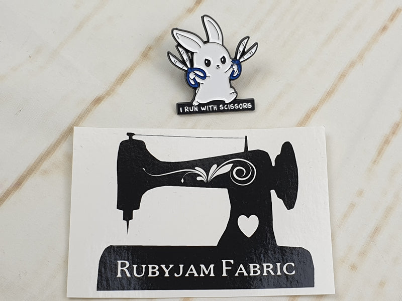 I Run With Scissors (Bunny) - Enamel Pin Badge