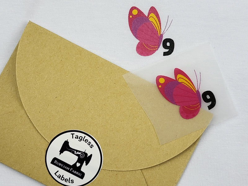 Pink Butterfly - Size 9 - Tagless Label Transfers