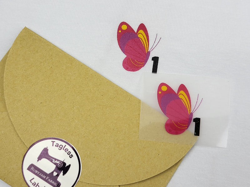 Pink Butterfly - Size 1 - Tagless Label Transfers