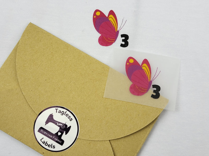 Pink Butterfly - Size 3 - Tagless Label Transfers