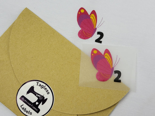 Pink Butterfly - Size 2 - Tagless Label Transfers