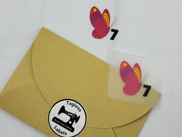 Pink Butterfly - Size 7 - Tagless Label Transfers