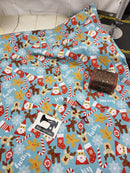 Christmas Santa Blue - cotton lycra - 150cm wide