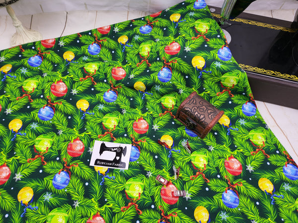 Christmas Baubles - cotton lycra - 150cm wide