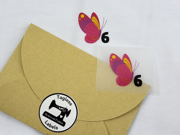 Pink Butterfly - Size 6 - Tagless Label Transfers