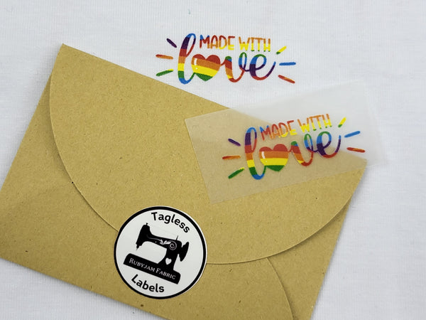 Made With Love (Rainbow Stripes) - Tagless Label Transfers