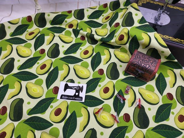 Avocadoes - cotton lycra - 150cm wide