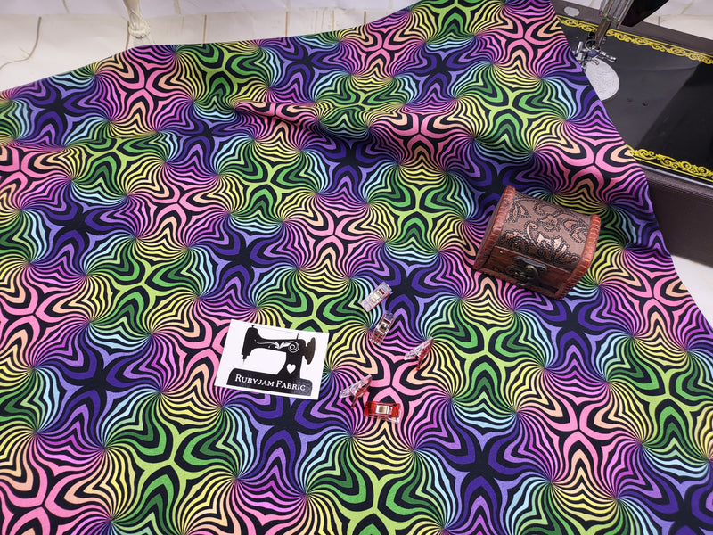 Pastel Kaleidoscope - cotton lycra - 150cm wide - clearance