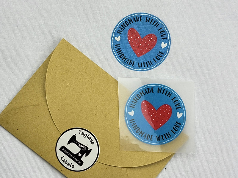 Handmade With Love - Blue Circle - Tagless Label Transfers