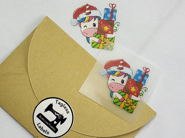 Christmas Unicorn - Tagless Label Transfers