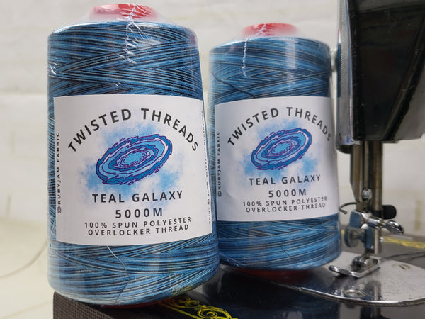 Teal Galaxy - Twisted Threads - 5000M Variegated Overlocker Thread