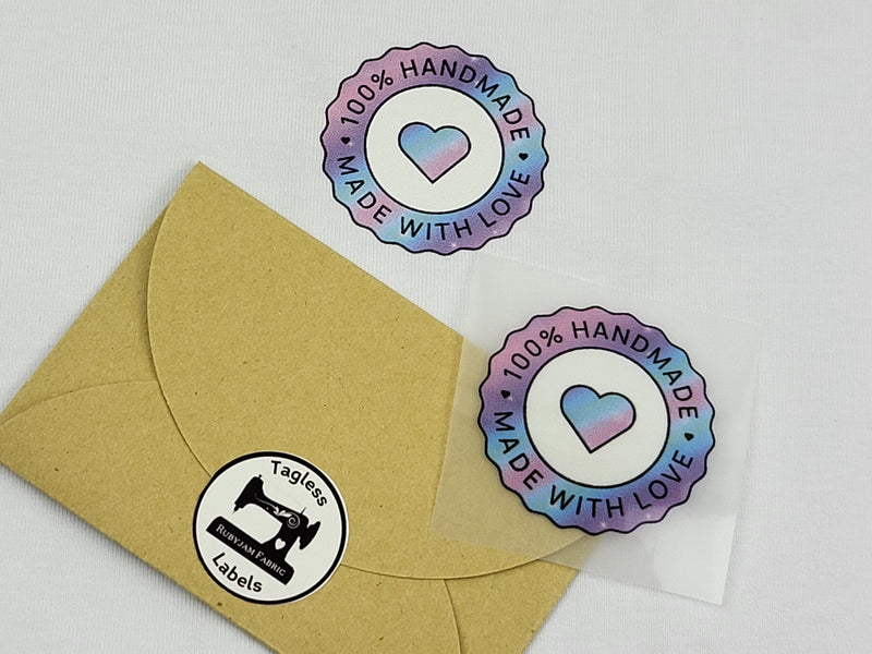 100% Handmade Made With Love - Pastel Ombre - Tagless Label Transfers