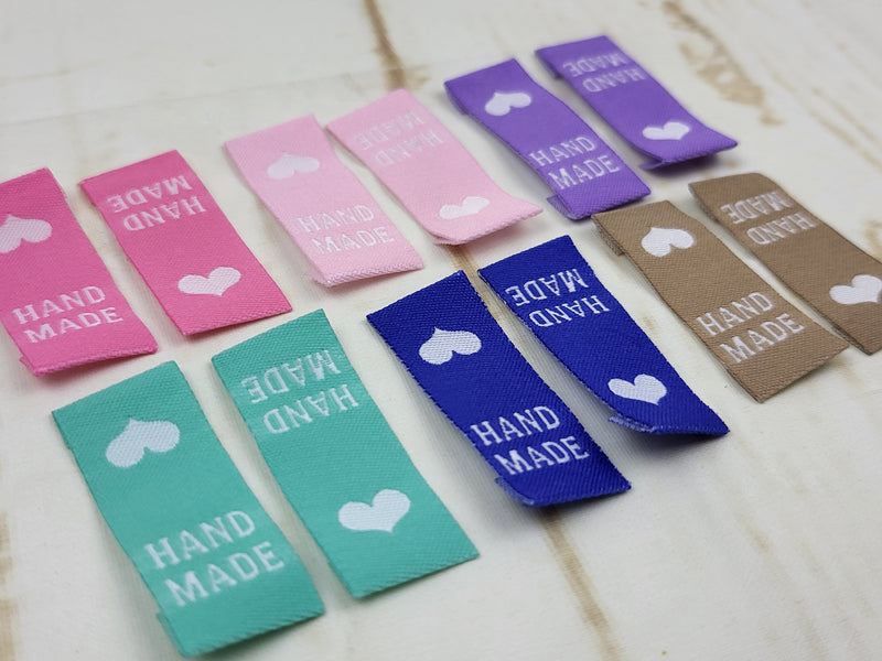 Multicoloured HANDMADE Clothing Labels - Pack of 12