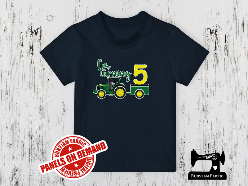 I'm Turning 5 Tractor Birthday - NAVY BLUE - Panels On Demand