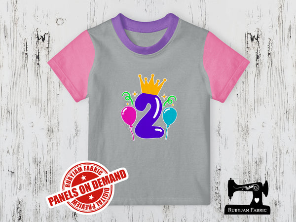 Number 2 Purple Balloon - HEATHER GREY - Panels On Demand