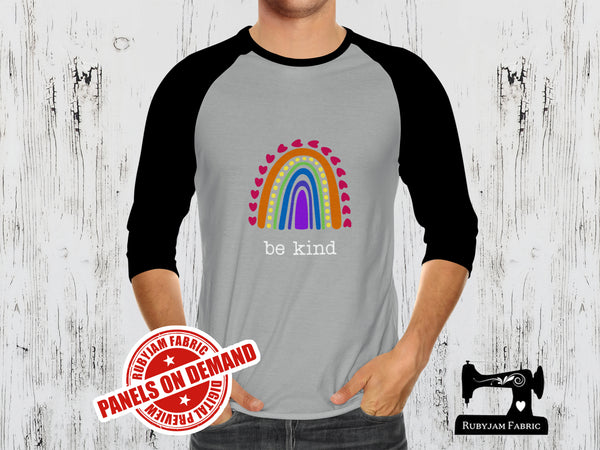 Be Kind Rainbow - HEATHER GREY - Panels On Demand