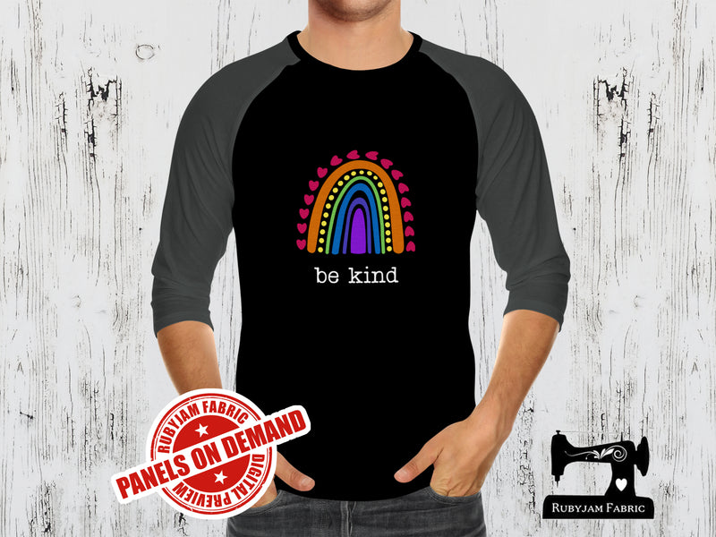 Be Kind Rainbow - BLACK - Panels On Demand