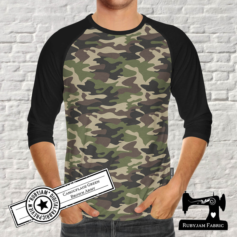 Camouflage Green Brown Army - cotton lycra - 150cm wide