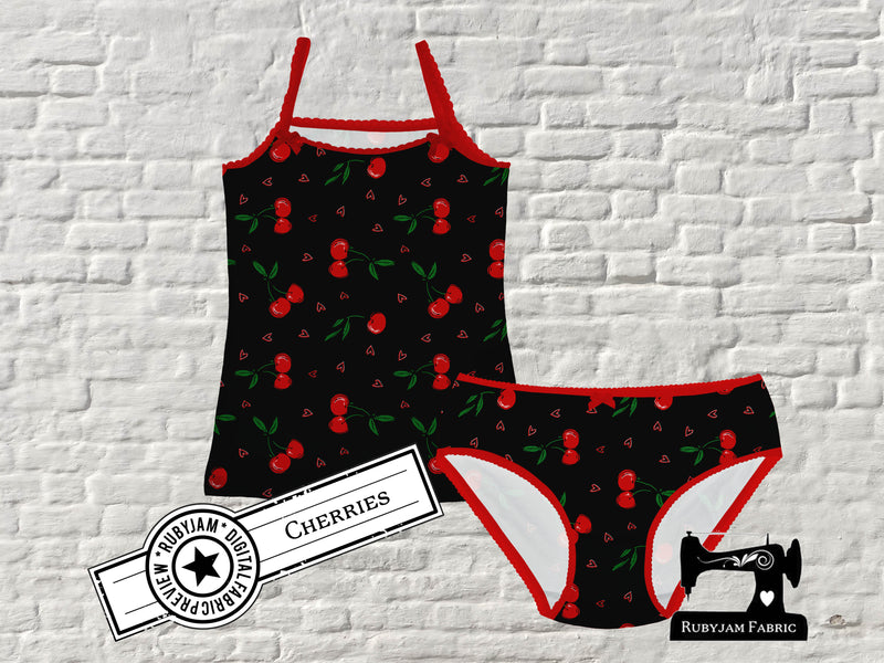 Cherries - cotton lycra - 150cm wide