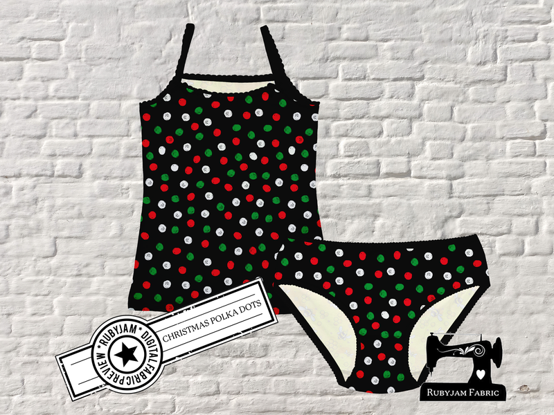 Christmas Polka Dots - cotton lycra - 150cm wide - clearance