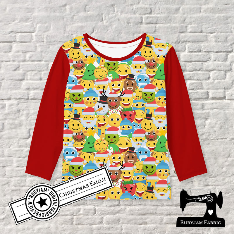 Christmas Emoji - cotton lycra - 150cm wide