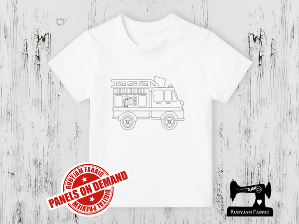 Fire Truck - COLOURING IN - WHITE - Panels On Demand