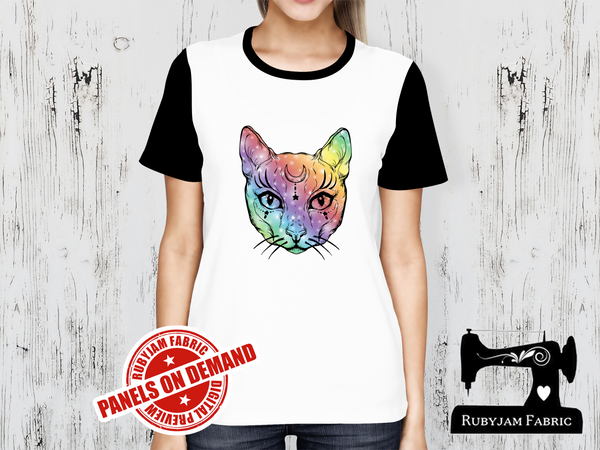 Cosmic Kitty Rainbow - WHITE - Panels On Demand