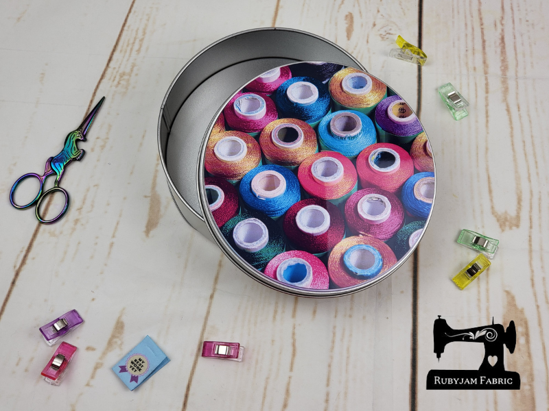 Cotton Reels - Sewing Storage Tin (Round) - Bespoke