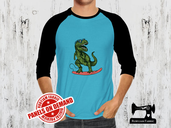 Surfing Dinosaur - LIGHT BLUE - Panels On Demand