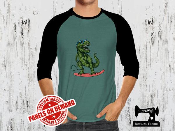 Surfing Dinosaur - SAGE GREEN - Panels On Demand