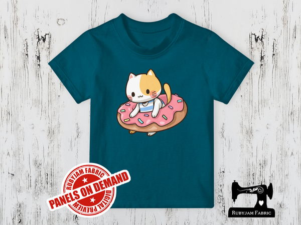 Donut Cat - TEAL BLUE - Panels On Demand