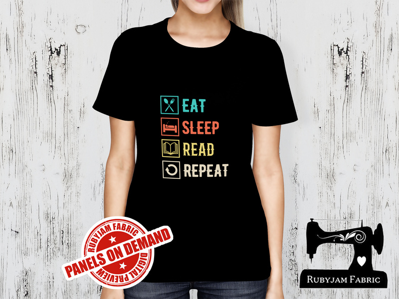 Eat, Sleep, Read, Repeat (icons) - BLACK - Panels On Demand