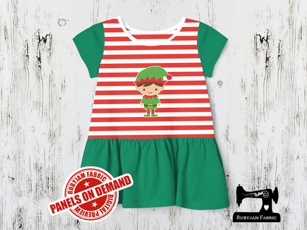 Christmas Elf - RED WHITE YDS - Panels On Demand