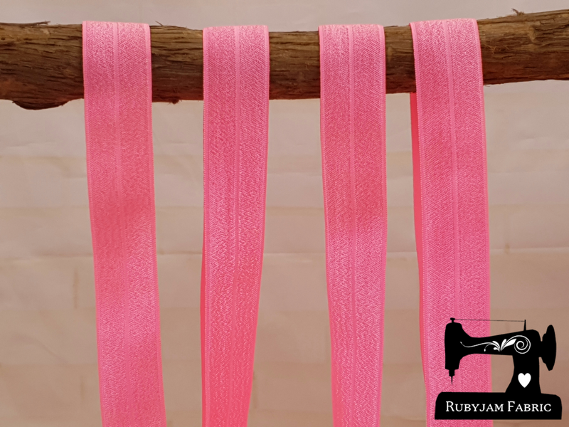 1M Fairy Floss Pink - Solid - 1" (25mm) - Fold Over Elastic (FOE)