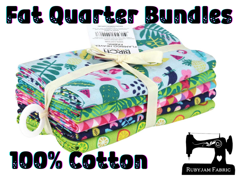 100% cotton fat quarter bundle featuring beautifully curated images of flamingos and flora