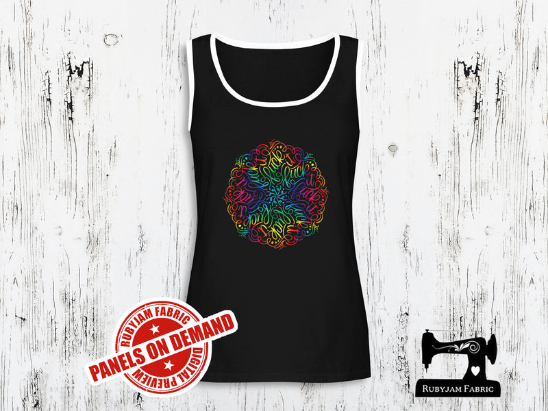 Rainbow F**k It Mandala - BLACK - Panels On Demand