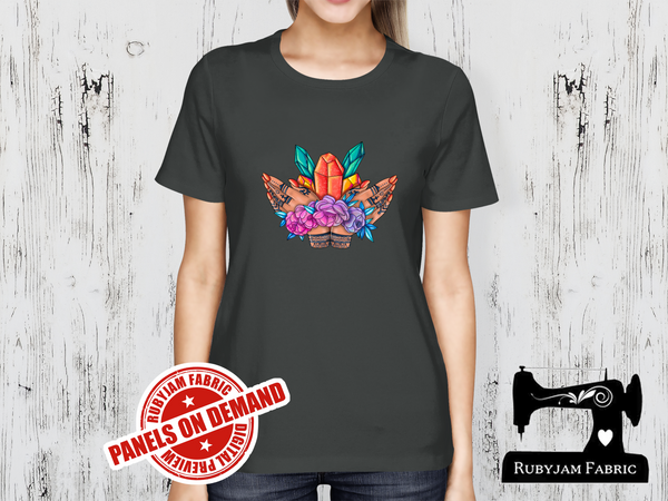 Henna Hands and Crystals - CHARCOAL - Panels On Demand