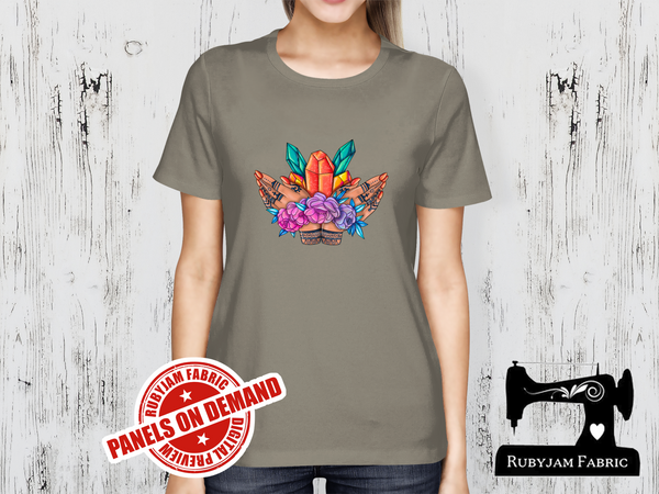 Henna Hands and Crystals - LIGHT GREY - Panels On Demand