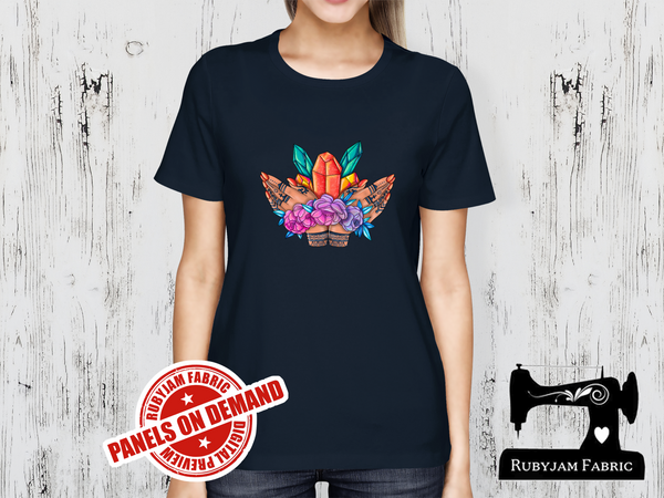 Henna Hands and Crystals - NAVY BLUE - Panels On Demand