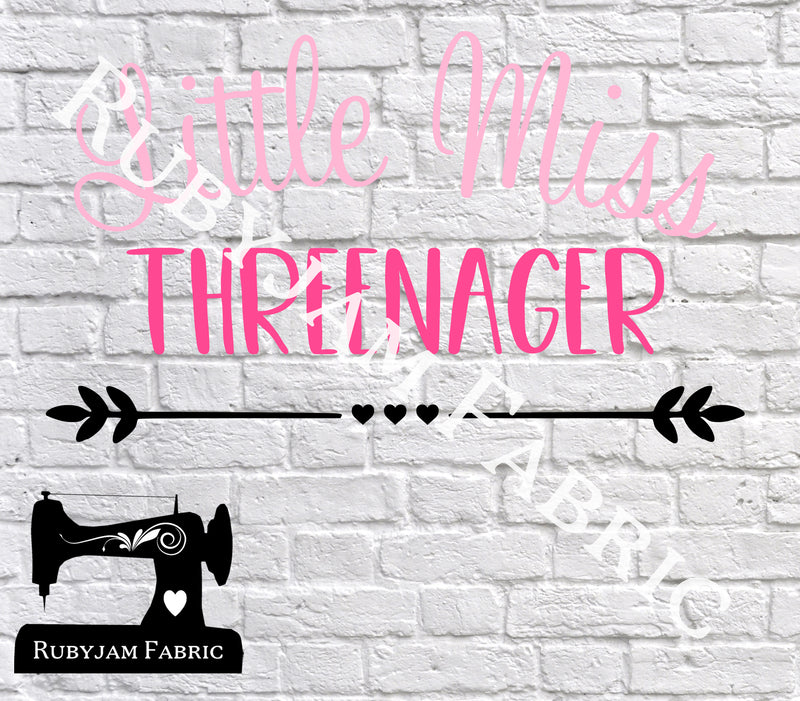 Little Miss Threenager - Cutting File - SVG/JPG/PNG