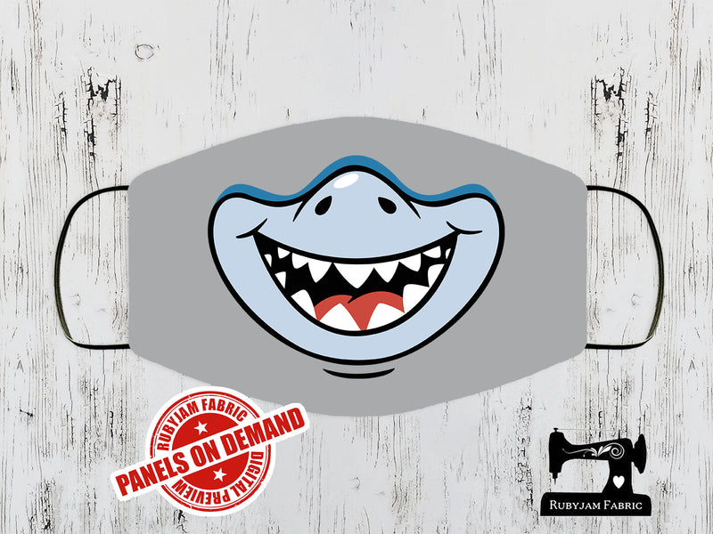 Shark Face Mask Panel - HEATHER GREY - Panels On Demand