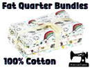 100% cotton fat quarter bundle featuring beautifully curated unicorn and rainbow images
