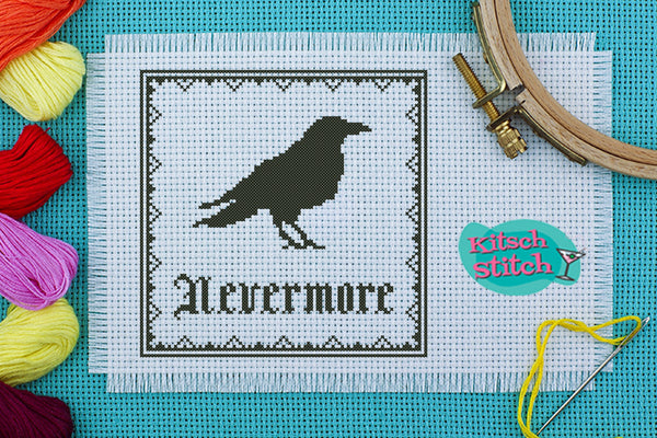 Nevermore - The Raven - Cross Stitch Pattern - Kitsch Stitch Studio