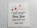Custom Made QUILT LABEL, organic quilting cotton, Style 33 - Music Notes