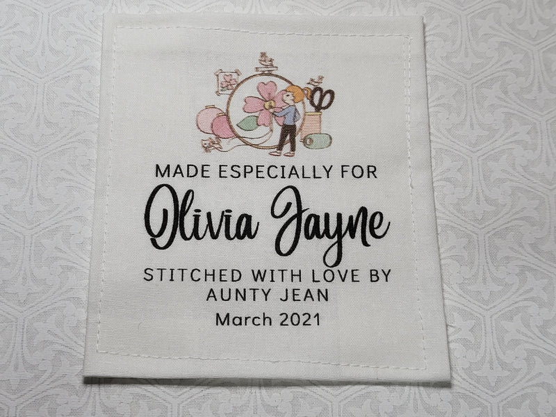 Custom Made QUILT LABEL, organic quilting cotton, Style 47 - Sewing Lady