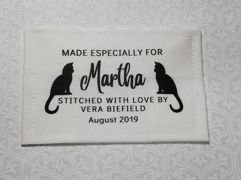 Custom Made QUILT LABEL, organic quilting cotton, Style 48 - Black Cats